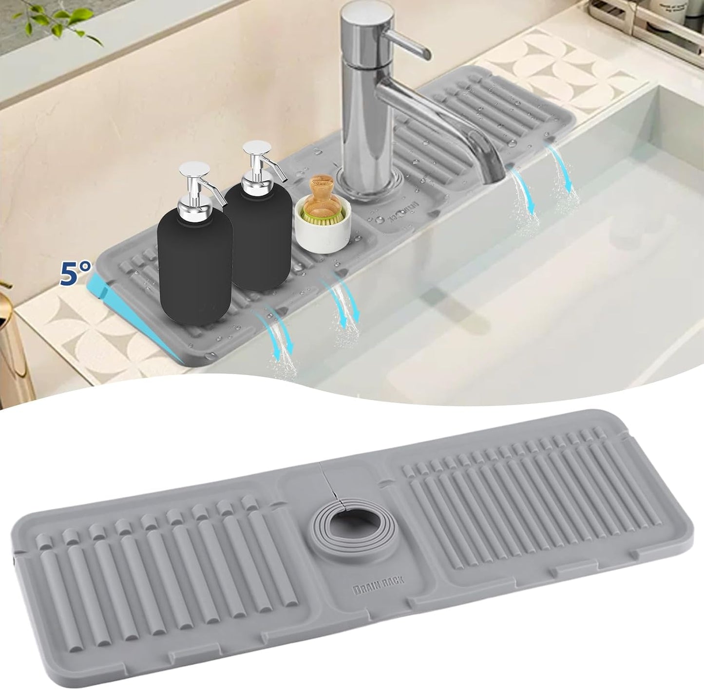 Silicone Sink Splash Guard – Self-Draining Water Catcher Mat