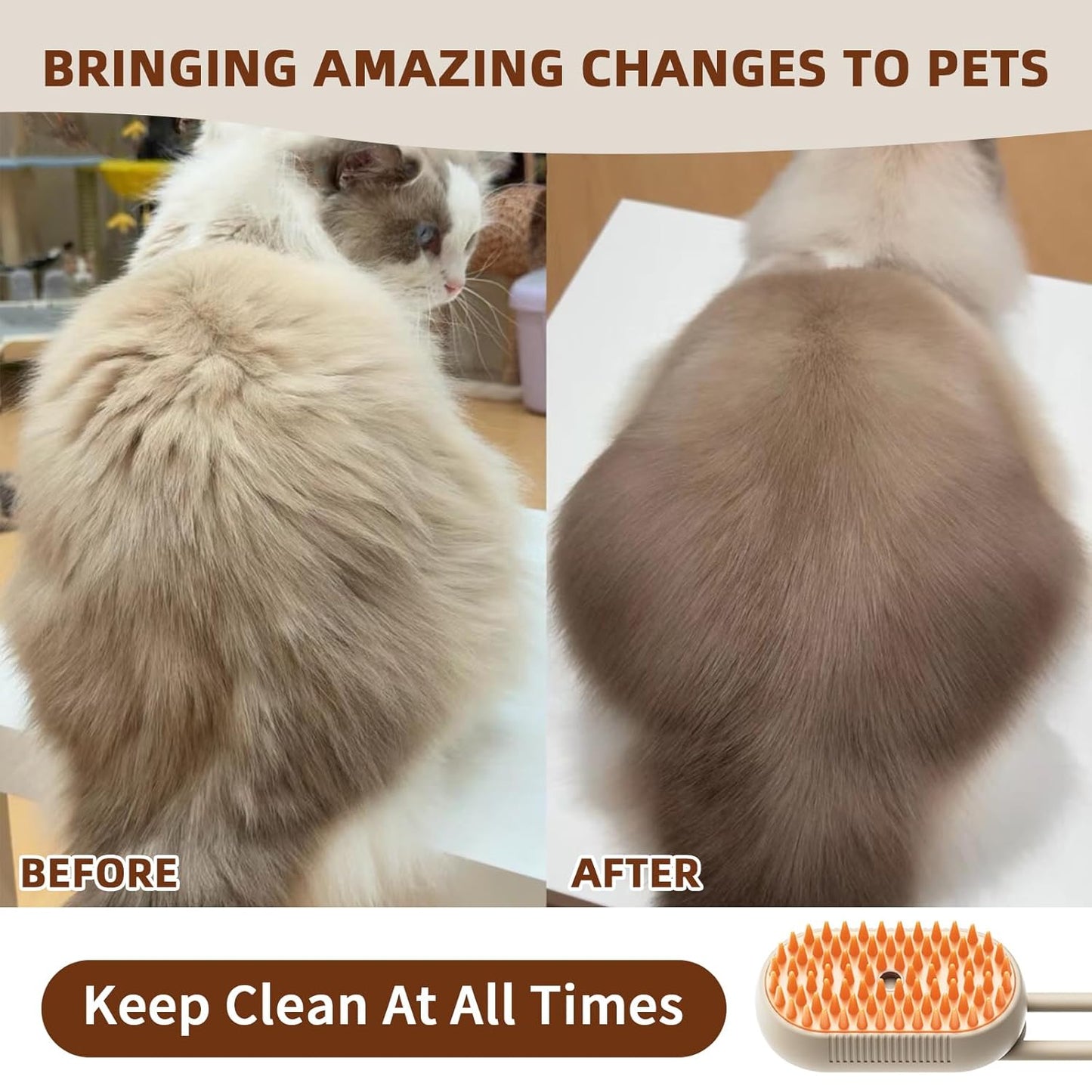 4 in 1 Cat Steam Brush – Rechargeable Pet Grooming Tool 004