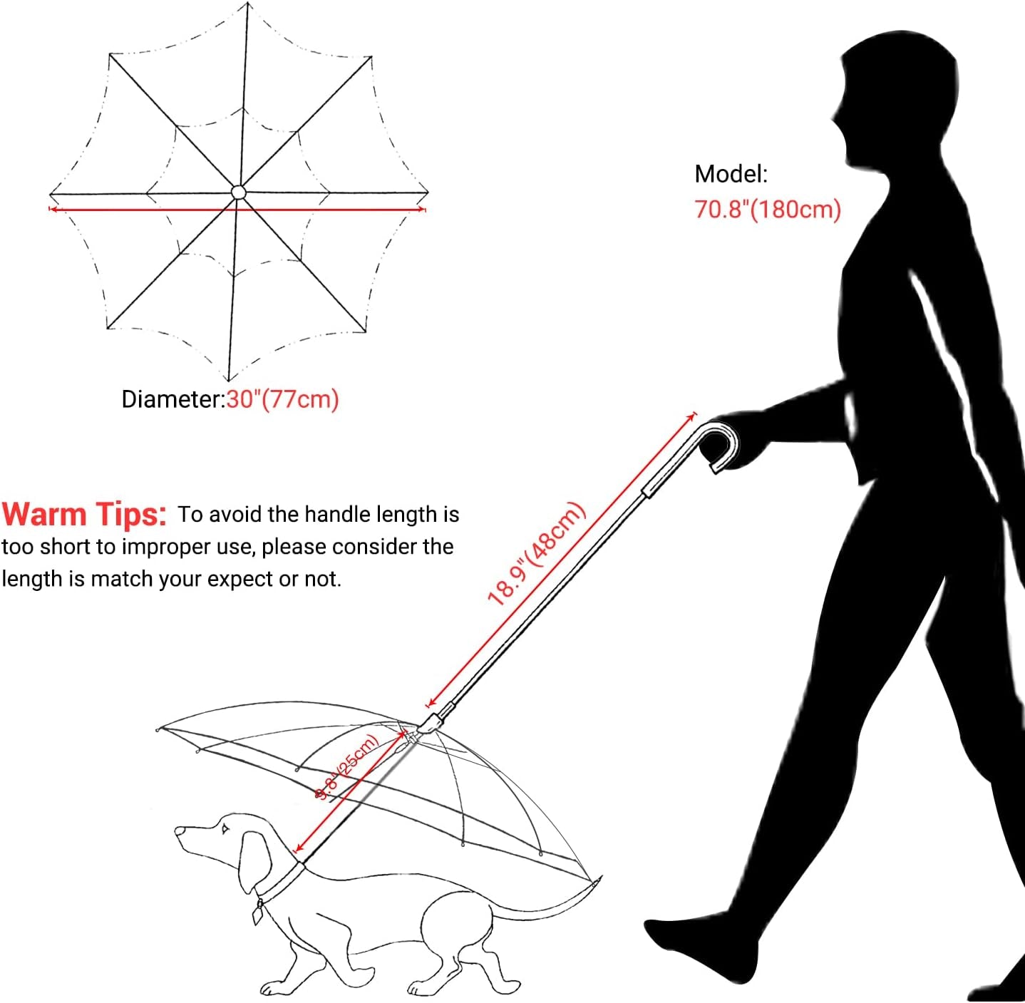 Dog Umbrella Leash – Clear Rain Shield for Small Dogs