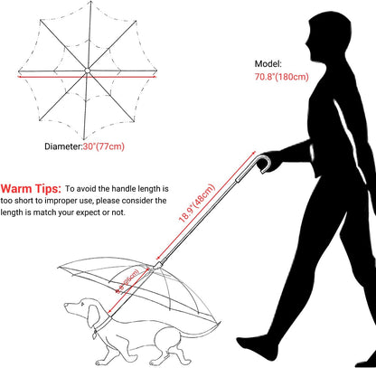 Dog Umbrella Leash – Clear Rain Shield for Small Dogs