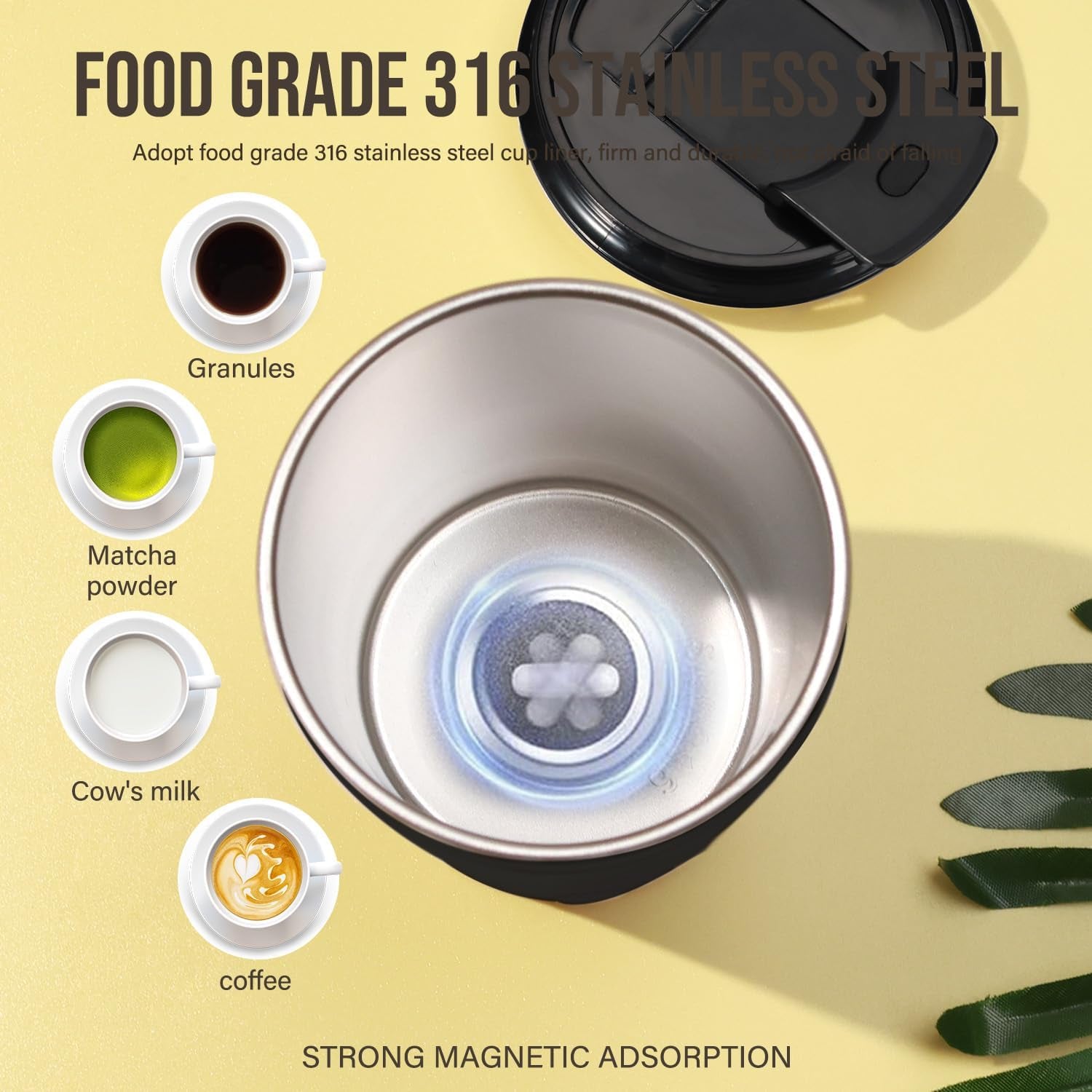 Electric Self Stirring Coffee Mug 400ml Rechargeable Stainless Steel Cup with Lid – Automatic Mixing for Coffee, Milk & Cocoa (Black)