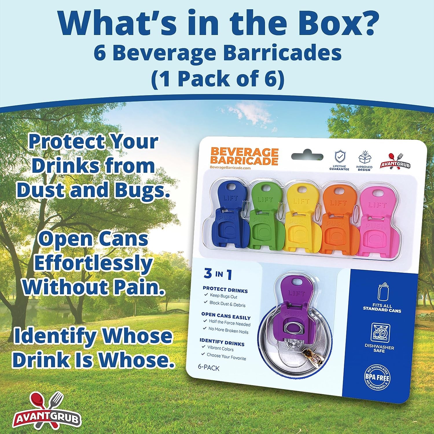 Drink Can Protector Cap – 6 Pack Easy Tab Opener Cover 009