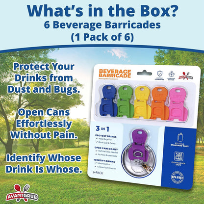 Drink Can Protector Cap – 6 Pack Easy Tab Opener Cover 009
