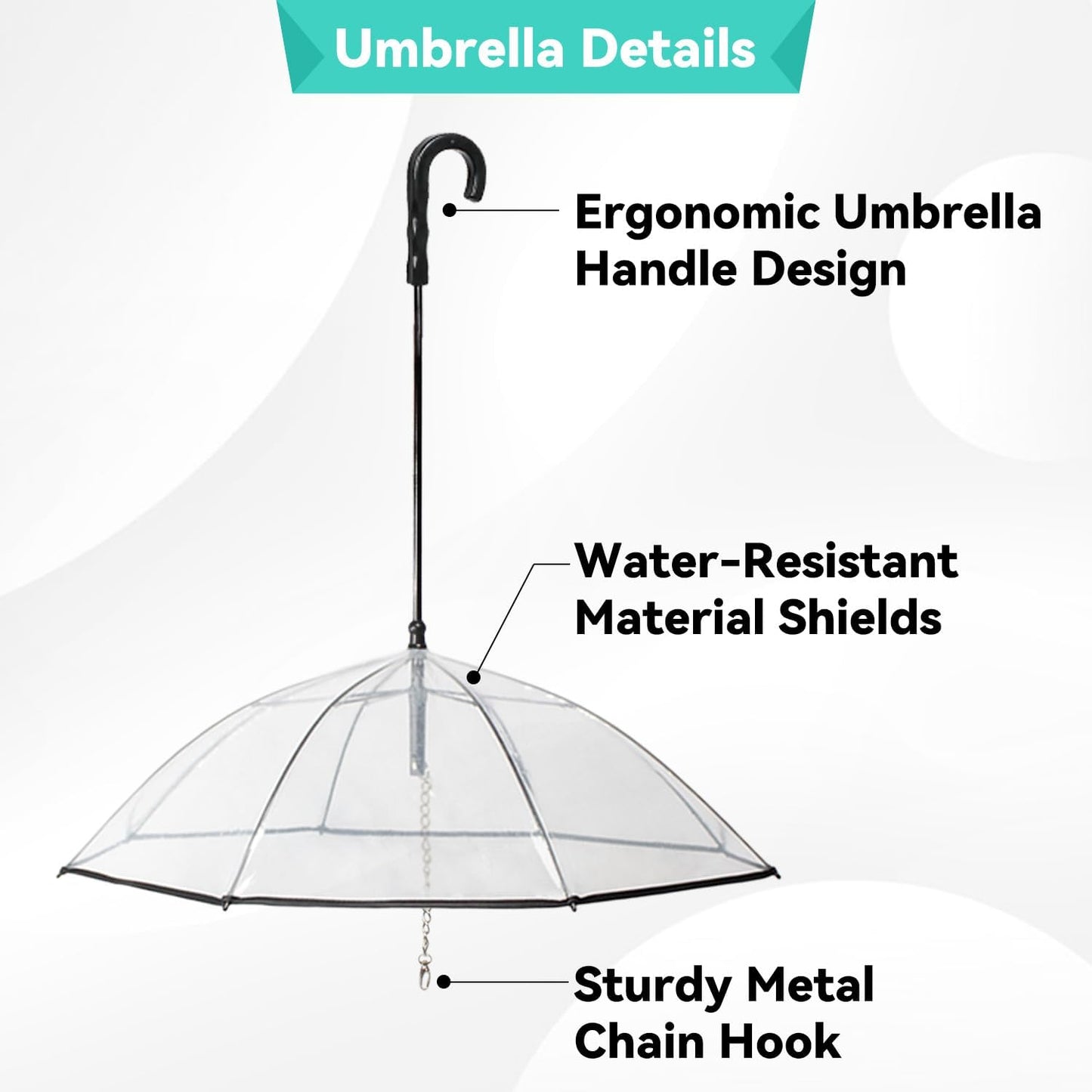 Dog Umbrella Leash – Clear Rain Shield for Small Dogs
