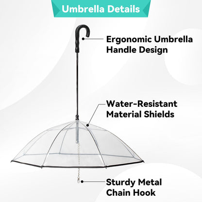 Dog Umbrella Leash – Clear Rain Shield for Small Dogs