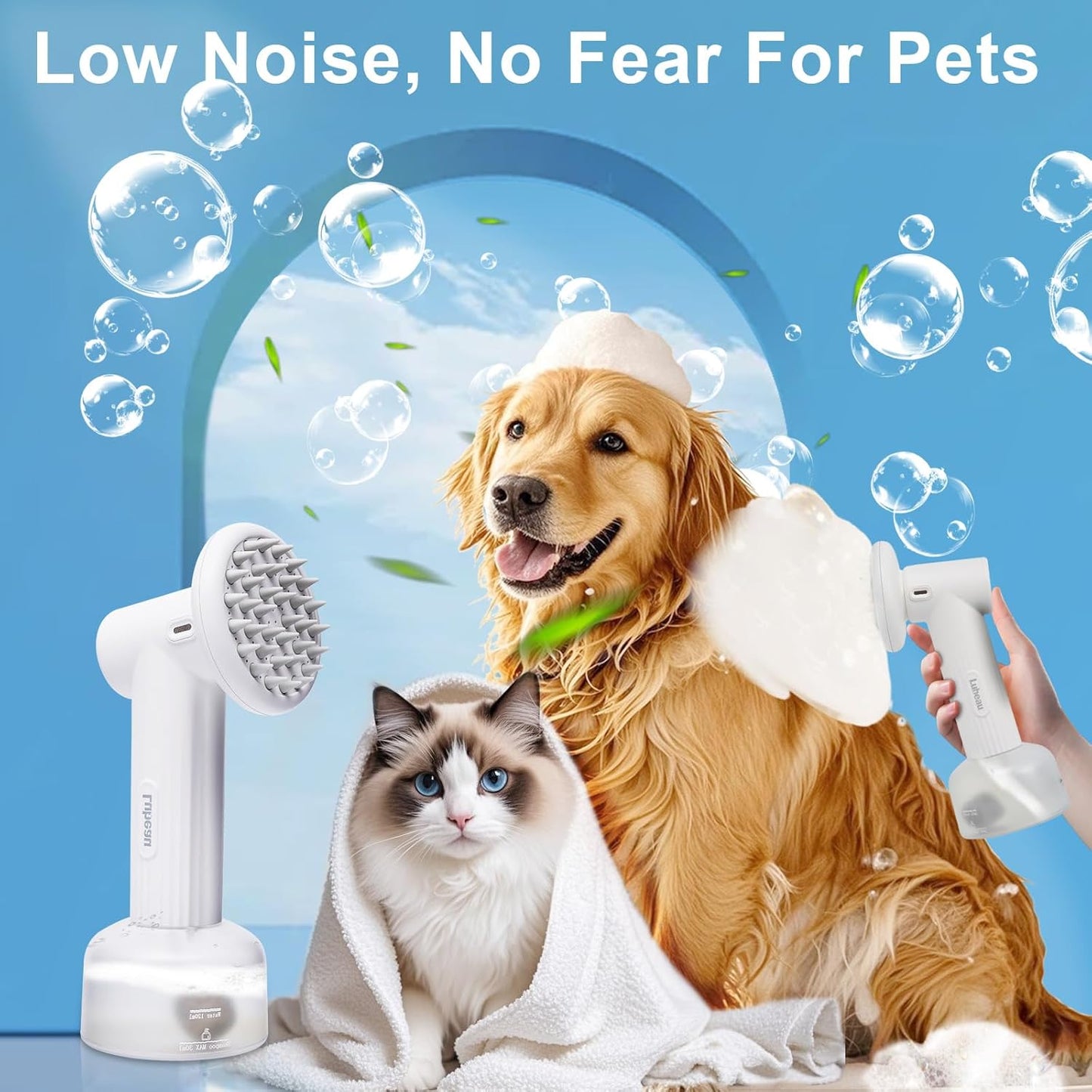 Electric Dog Shampoo Brush – Foaming Bath & Grooming Tool