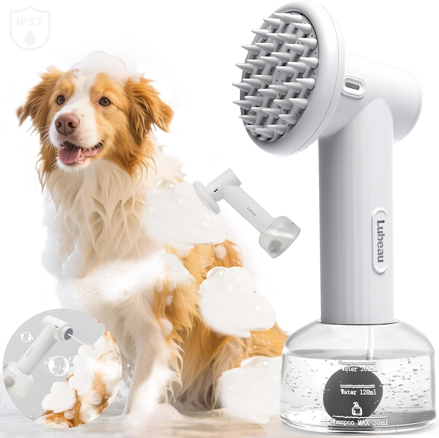 Electric Dog Shampoo Brush – Foaming Bath & Grooming Tool