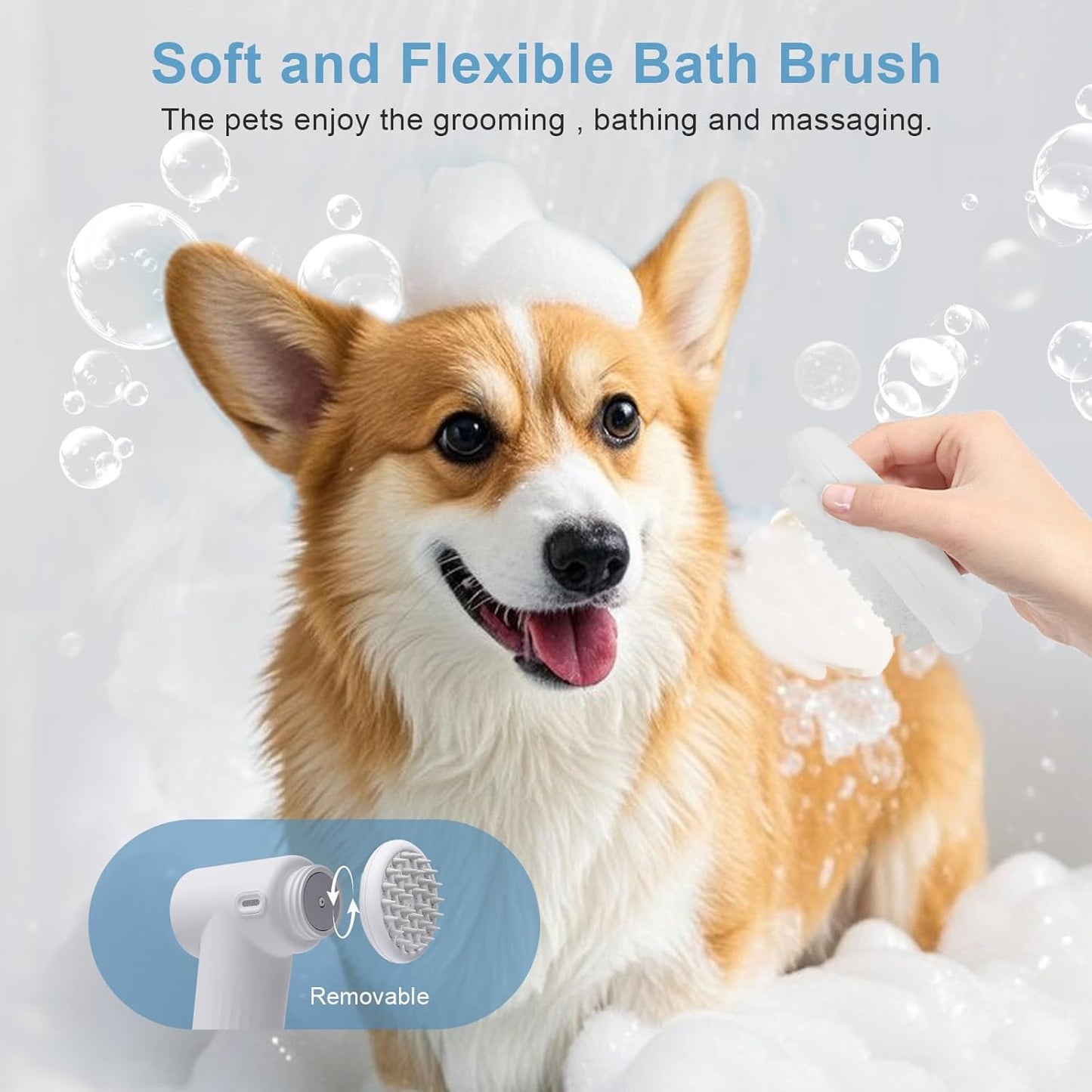 Electric Dog Shampoo Brush – Foaming Bath & Grooming Tool