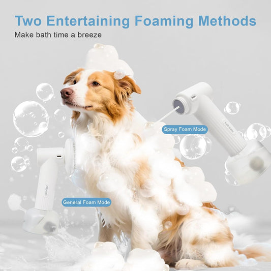 Electric Dog Shampoo Brush – Foaming Bath & Grooming Tool